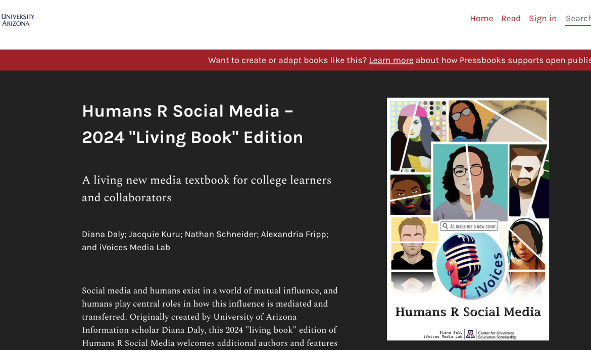 homepage for open textbook Humans R Social Media